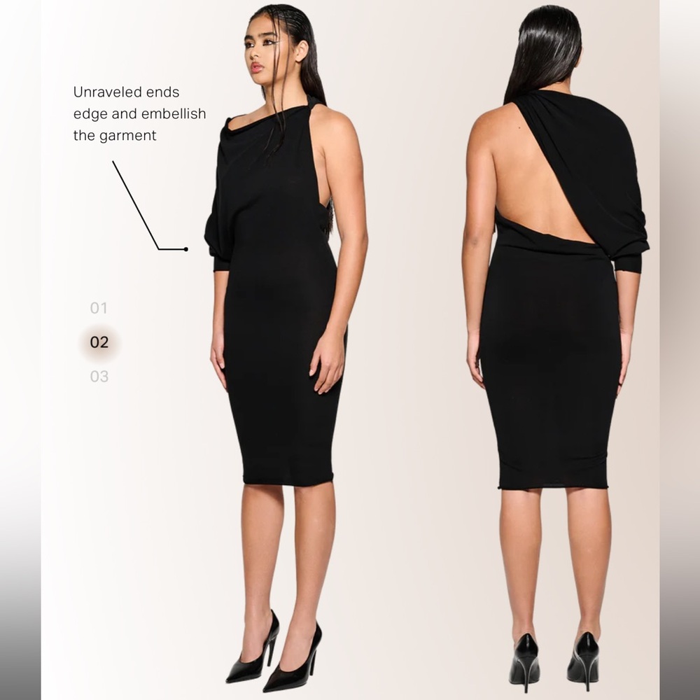 Coucoo Hana Dress in Satin Black